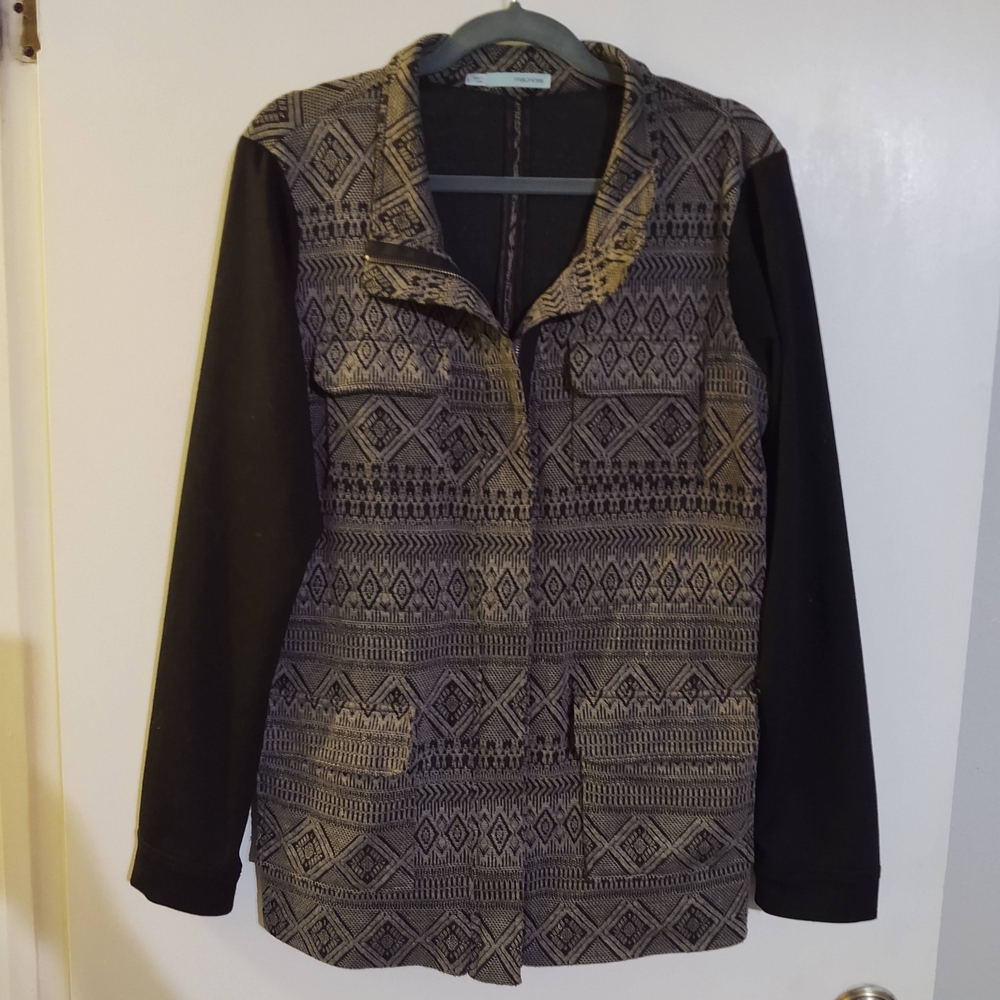 Maurices Geometric Black and Gray Blazer